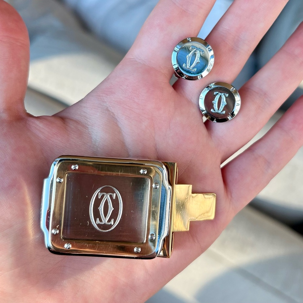 Cartier buckle for belt and cufflinks authentic vintage - Picture 4 of 11